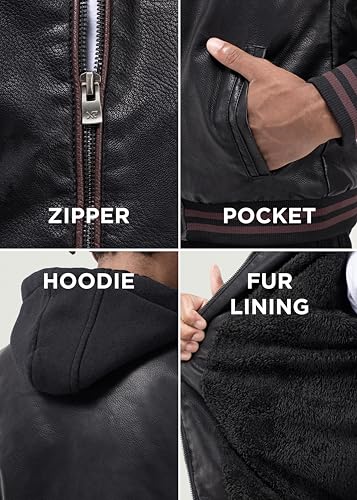 Image of X-Ray Men's Slim Fit Faux-Leather Moto Jacket with Removable Hood