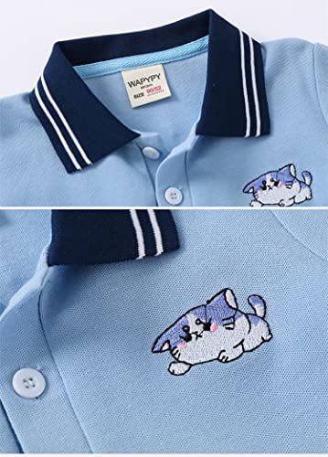Toddler Baby Boys Casual Lapel Embroidery Cartoon Printed Short Sleeve Pique Polo Shirt Summer Loose Blouse Top2