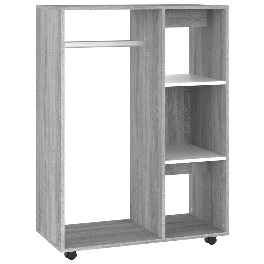 vidaXL Wardrobe Cloth Cabinet Closet Armoire Highboard Clothes Organiser Bedroom Storage Hallway Wardrobe Grey Sonoma Engineered Wood