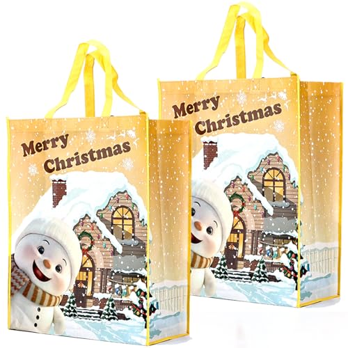 YOOYEH 50x40cm Christmas Tote Bag, Extra Large Reusable Grocery Bag with Handle, Present Bag, Shopping Bag for Holiday Xmas Event Party for Xmas Gift Delivering Shopping