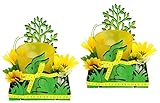 goebel teelichthalter ostern Wunderschöner, dekorierter Teelichthalter mit Blüten und Hase aus Holz mit Dekoschleife, gebettet auf Holz-Unterkonstruktion.