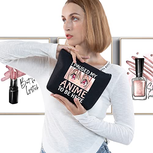 LEVLO Anime Girl Cosmetic Bag Amine Girl Inspired Gift I Paused My Anime To Be Here Makeup Zipper Pouch Bag Anime Cosplay Merchandise - Image 3