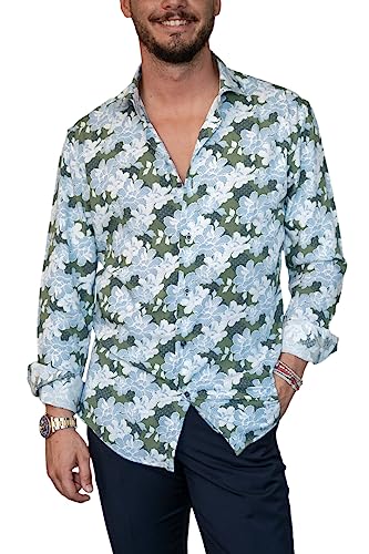 Chemise fantaisie fleurs japonaises en soie viscose Illogico 100%