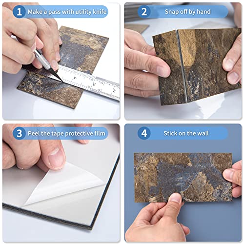 Image of Art3d 102-Pack Peel and Stick Backsplash, Stick on Subway Tile, Rust Slate