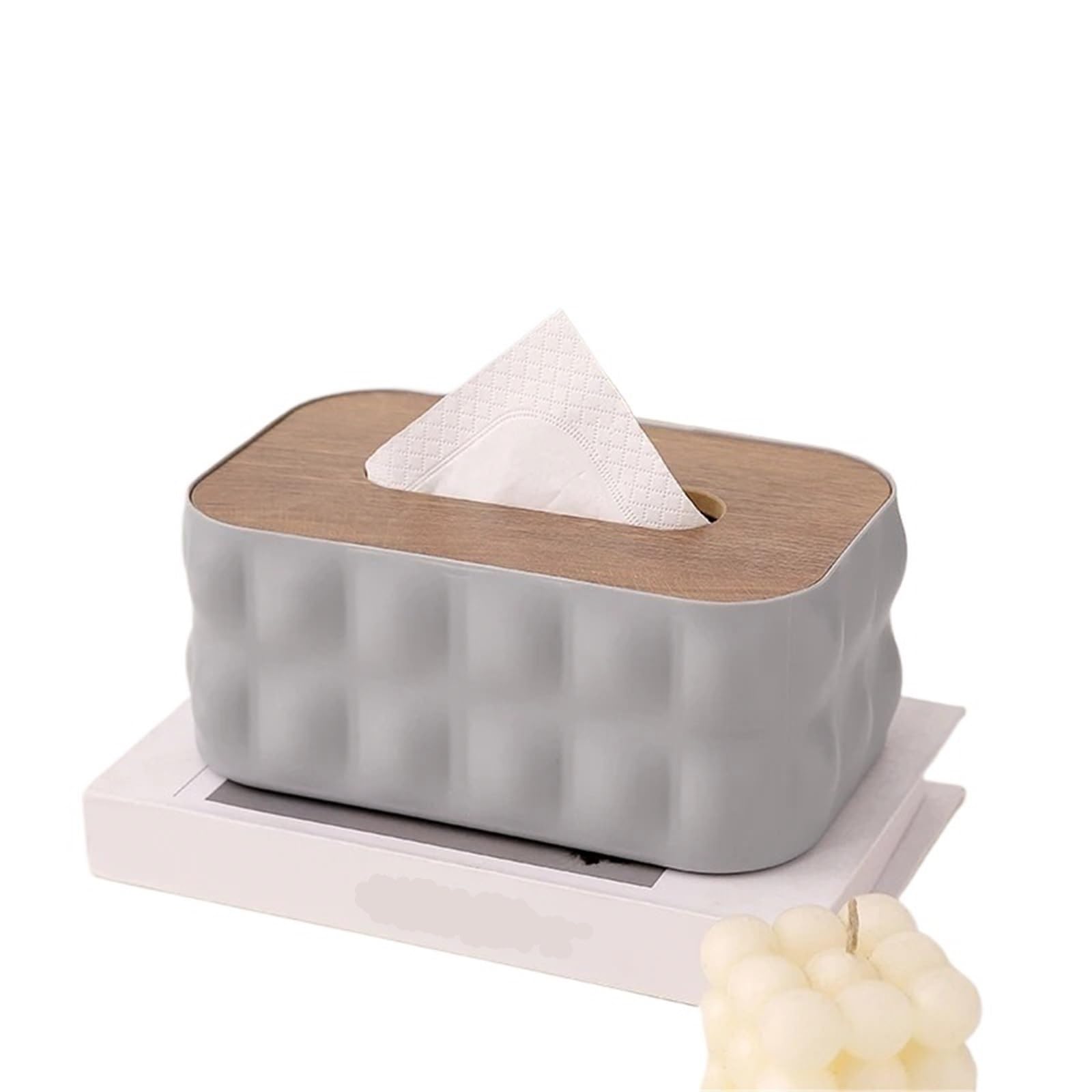 Ropicean 2pcs Elegant Large Capacity Tissue Box with Wooden Lid - Stylish Desktop Organizer for Home and Office