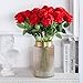 FLORRALIA Red Fake Roses Artificial Flowers - 10 Pcs Fake Artificial Roses Silk Flowers with Stems for Home Wedding Hotel Office Centerpiece Decor