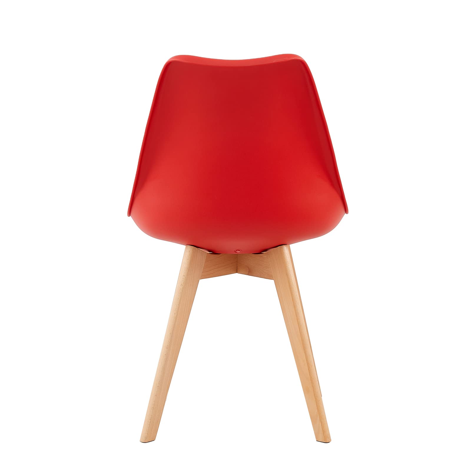 EGGREE Lot de 4 Chaises Scandinaves Multicolores, Chaises de Salle à Manger et de Cuisine, Assise Rembourrée en Simili Cuir PU, Pieds en Bois de Hêtre, Jaune/Rouge/Vert/Orange