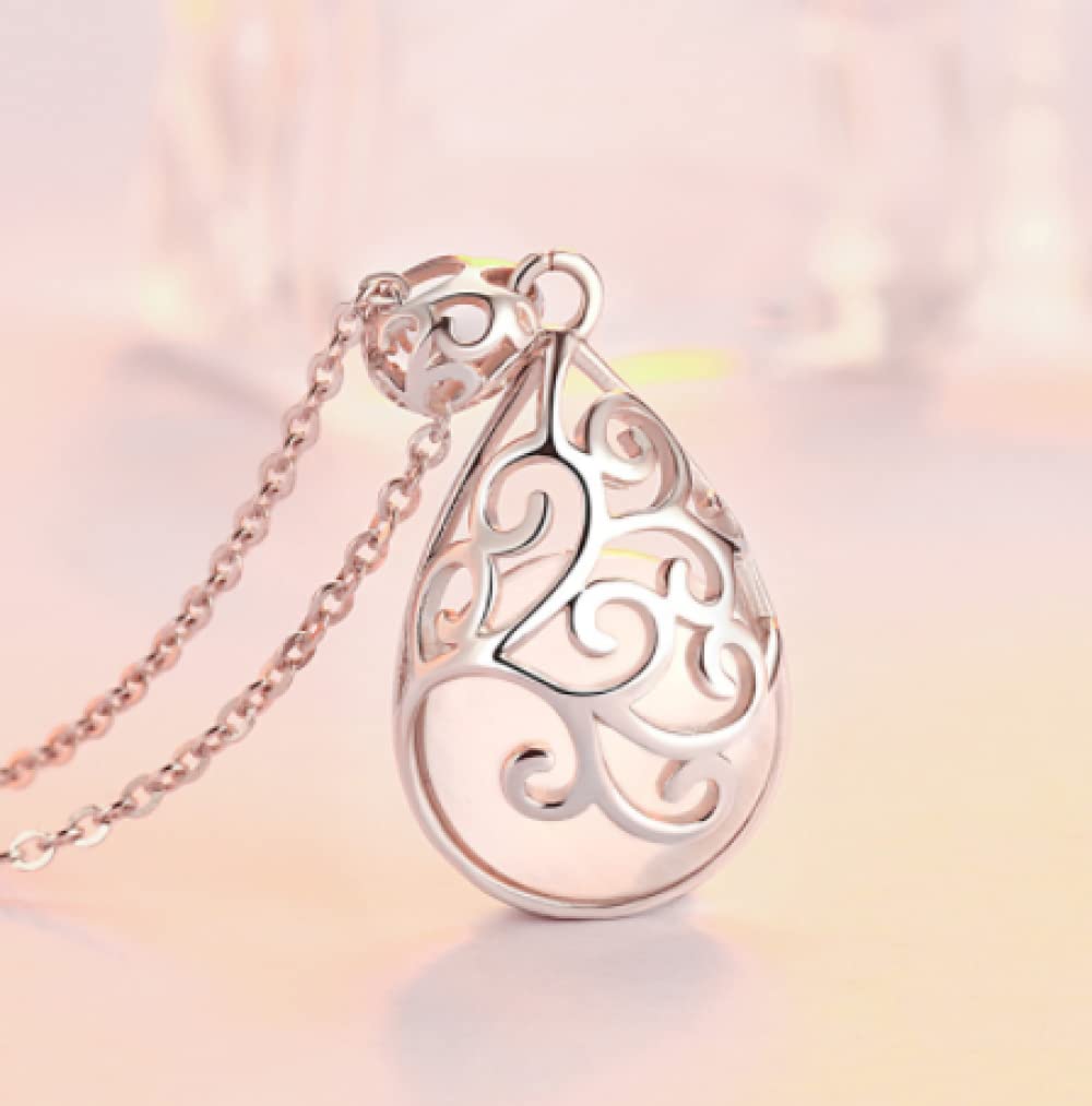 ZH1YFD Silber Halskette für Frauen, Drop Halskette für Frauen S925 Sterling Silber Openwork Vintage Tränenkristallkristall Halskette zierlich Trendige Halskette Halskette Böhmen Böhmen Schmuck für
