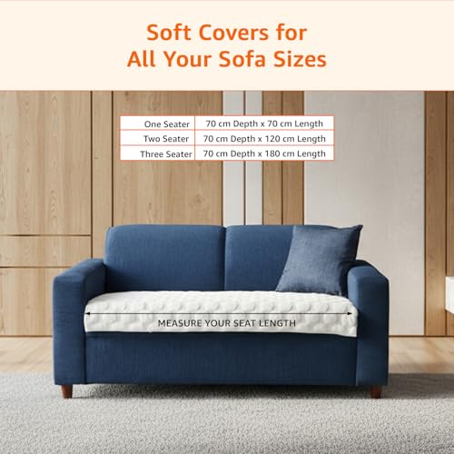 Image of Amazon Basics Quilted Sofa Cover for Two Seater, Playful Polka Dots, Non-Slip Sofa Pad, 70x120 cm, Soft Silicone Grip Dots, 100% Polyester, Machine Washable - Off-White