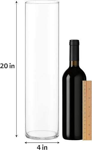 Miniatura 9 de CYS Excel Jarrón cilíndrico de vidrio transparente H12 pulgadas de profundidad4 pulgadas  Múltiples opciones de tamaños de centros de mesa de