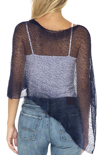 Image of SHU-SHI Womens Sheer Knit Poncho Shrug Lightweight Cover Up One Size Fits Most