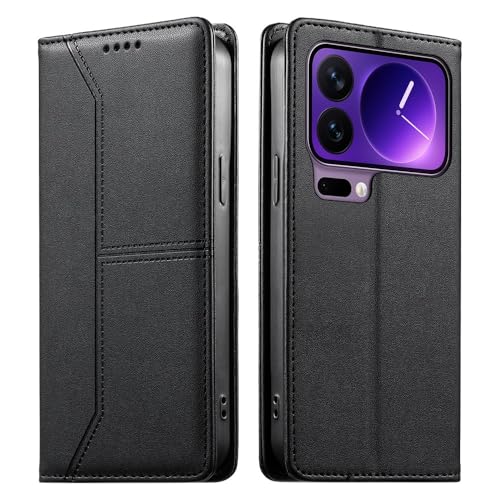Étui Xiaomi 15 Ultra 5G noir en cuir uni avec fentes pour cartes
