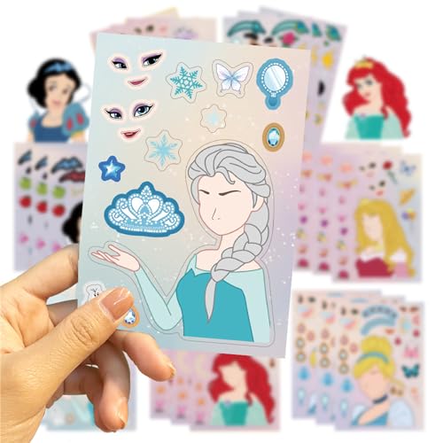 Wdwll RTYG 24 Sheets Make Your Own Disney Stickers For Kids Make-A-Face Princess Kids Stickers For Birthday Party Favors thumb #3