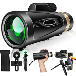 Monocular Telescope 80×100 High Power with Smartphone Adapter Tripod,Larger Vision Monoculars for Adults with BAK4 Prism & FMC Lens, Suitable for Bird Watching Hunting Hiking Camping Wildlife-Black