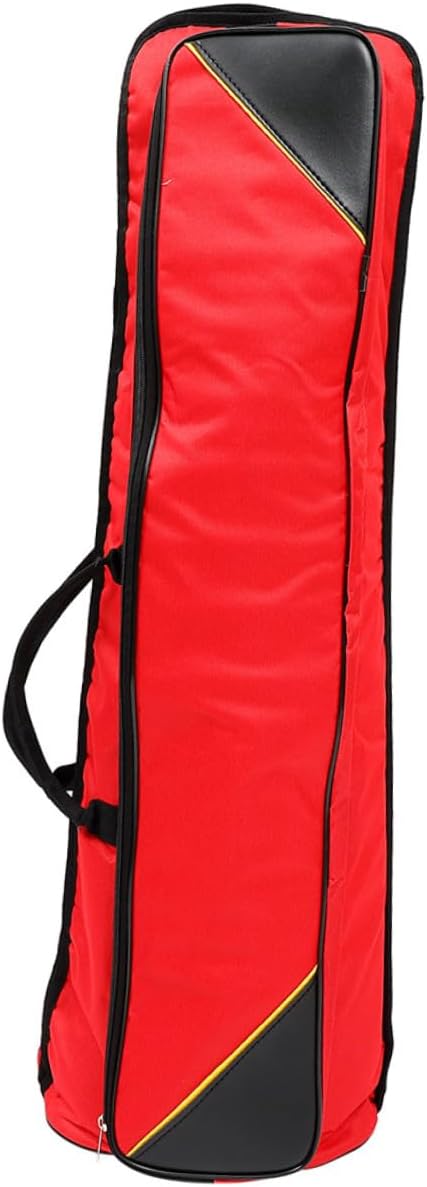BESPORTBLE Thick Waterproof Oxford Cloth Trombone Carrying Case Red Portable Trombone Holder Bag with Padded Storage for Travel and Instrument Protection
