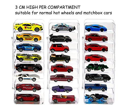 KISLANE 24 Toy Cars Display Case Compatible with Toy Cars, Transparent Acrylic Display Case Matchbox Cars