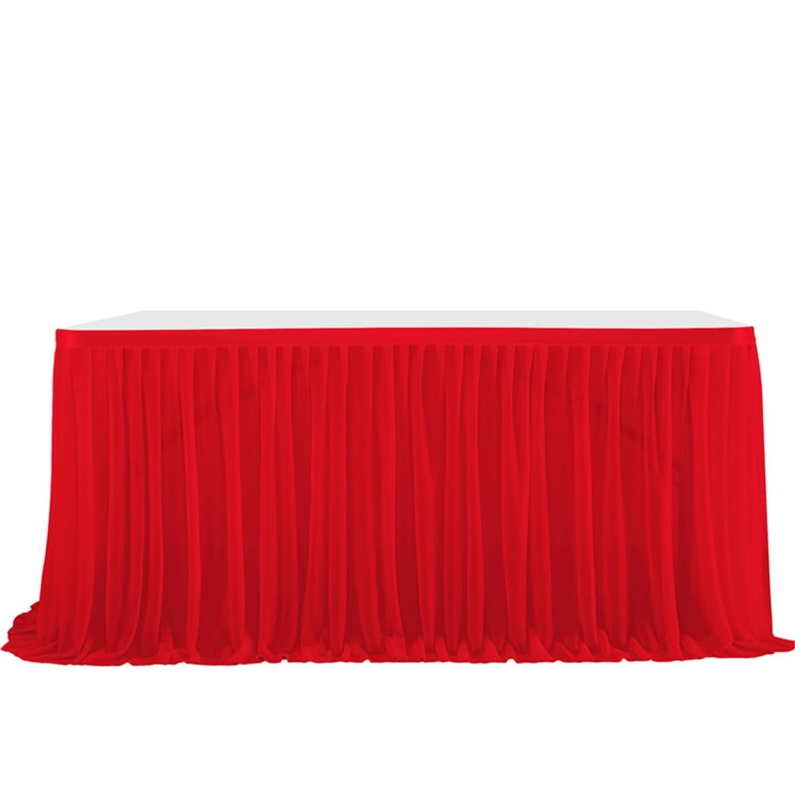 WWQQKJ Tulle Table Skirt, Romantic Fluffy Tulle Desk Gauze for Cakes, Birthdays, Baptisms, Wedding Tables, Christmas Decoration(H,6FT/183x77cm)