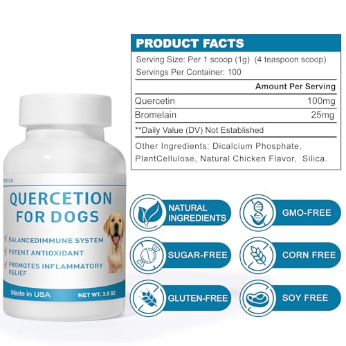 Image of Quercetin with Bromelain for Dogs - Supports Immune Function, Reduces Itching & Inflammation, Promotes Antioxidant Defense, 3.5 oz Powder
