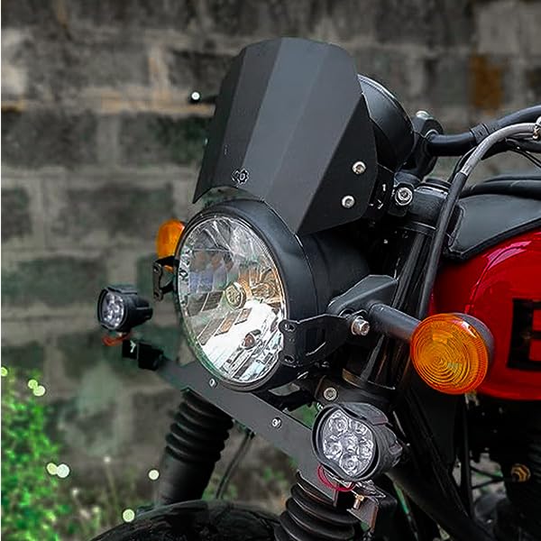 Image of Fog Lamp Mount Compatible with RE Bullet | Hunter 350 | Interceptor 650 | GT 650 | Honda H'Ness CB350 | Yamaha FZ (Black) (Pack of 1)