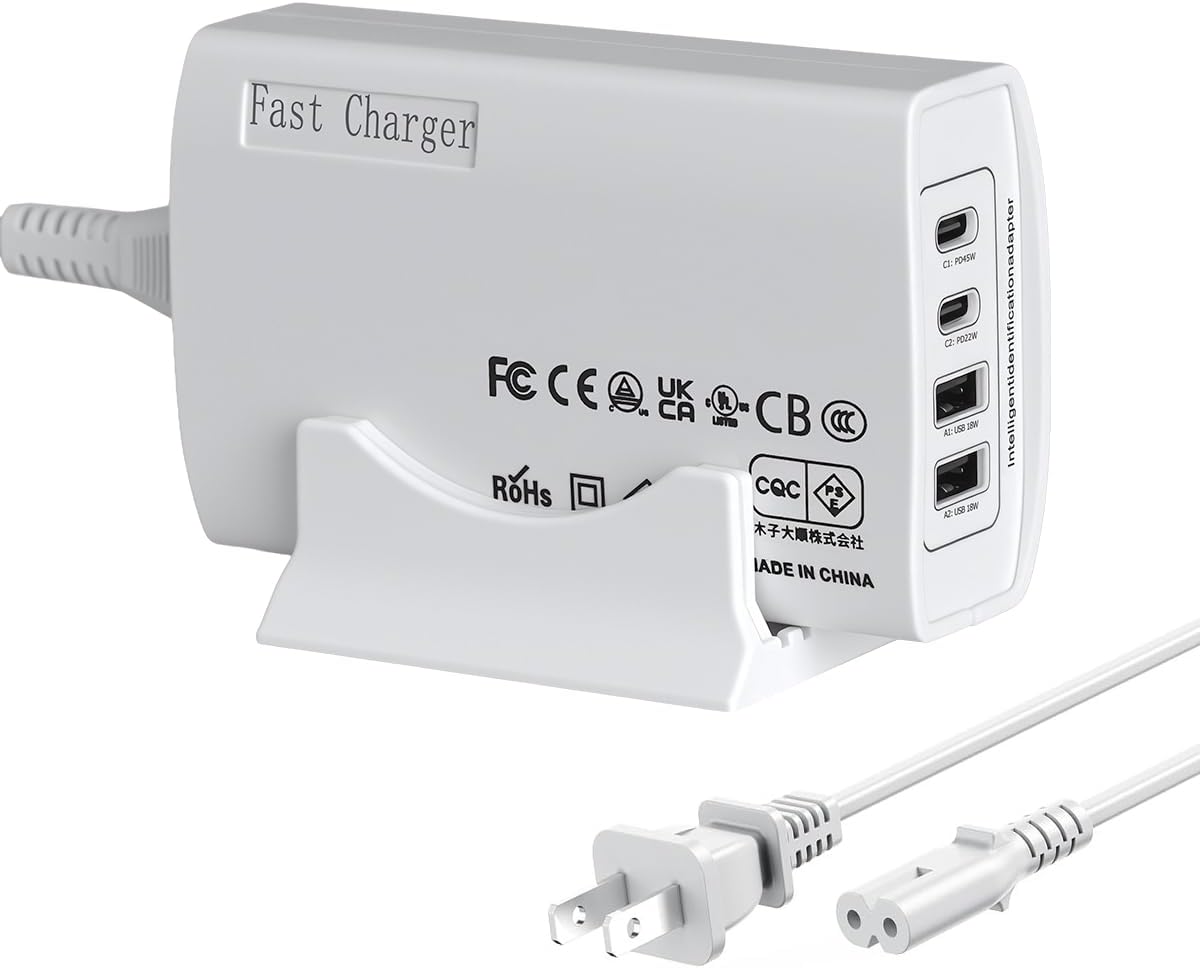 USB C Charger Block, 100W Independent Output 2 USB C + 2 USB A MultiPort PD Desktop Portable Charger Station Adapter for MacBook Laptop Tablet iPad iPhone Cellular Phones Type C Charging Hub