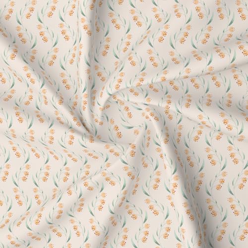 Image of Layers 100% Cotton Bedsheet for Double Size Bed | Lumina Floret Collection | 144 TC Soft & Breathable | Floral Print with 2 Pillow Covers | Wrinkle Free & Colorfast | 3 Piece Bedding Set - Cream