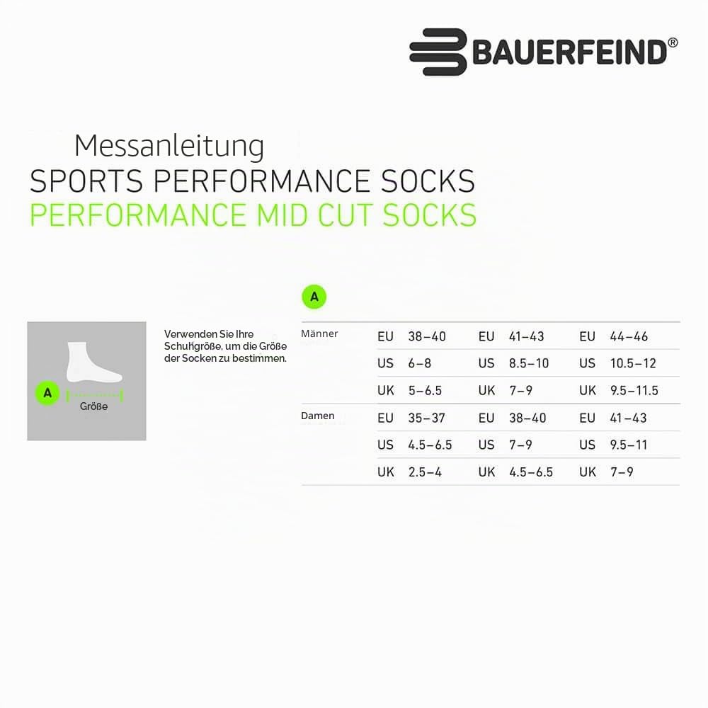 BAUERFEIND Laufsocken Run Performance Mid Cut Socks für Sport & Laufen, 1 Paar