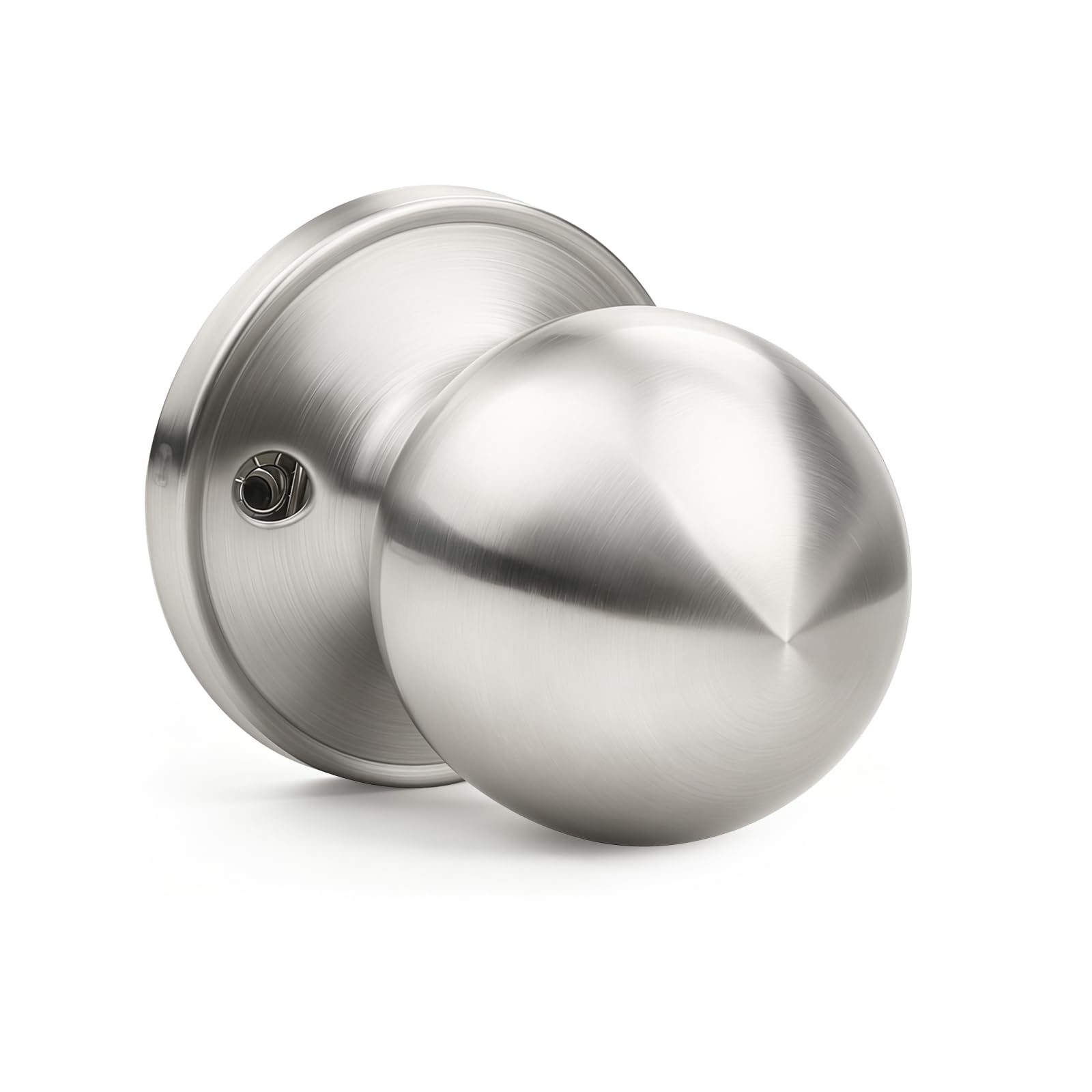 Brotima Satin Nickel Round Dummy Door Knob,One-Half Side Knob Only,Non-Locking No Latch for Interior Use