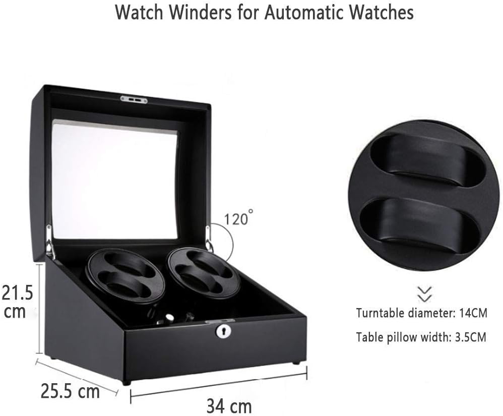 Watch Winders for 4 Watches, Winding Case with High Gloss Piano Paint Mute Motor Rotate Display Watch Box Watch Winder Display Watch Box Watch Storage,White-A,White-A