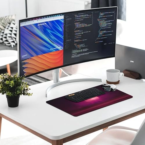 Image of Purple Moon Mountain Extended Gaming Mouse Pad, with Stitched Edges Large Mouse Pad Desk Protector, Rubber Base Mousepad Keyboard Mouses Mat for Work Game Office Home- 32 inch X 16 inch Inch
