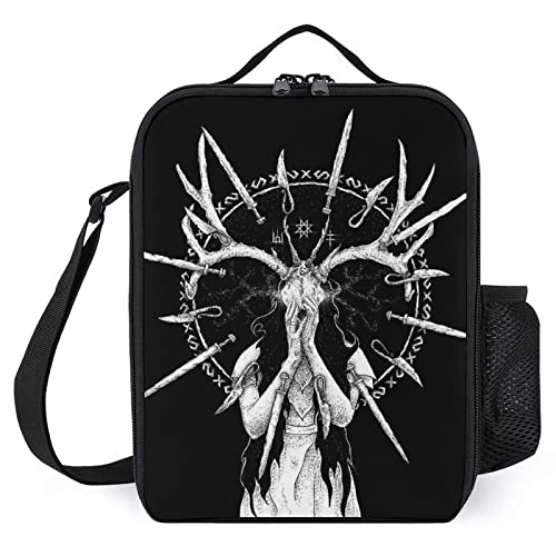 Kids Lunch Bag Horns Skull Portable Meal Tote Keep Food Warm Cold