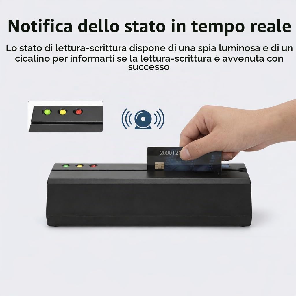 MSR605X Lettore di Carte a Banda Magnetica Encoder a Scorrimento USB 3 Tracce Lettura Scrittura Traccia 1 2 3 con Indicatore LED Cicalino