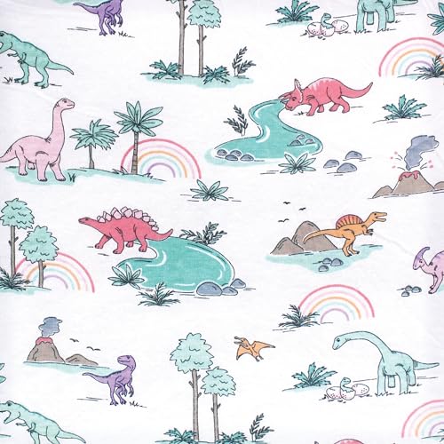 Image of Hudson Baby Unisex Baby Cotton Fitted Crib Sheet, Pink Dinosaur Adventures, One Size
