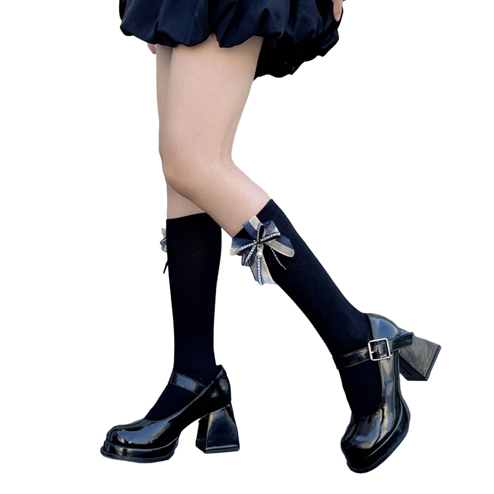 Bwuikim 1 Pair Lace Ruffle Socks Boat Girls Breathable Cute Lolitas Cotton Womens Autumn Thin Calf Midlength Long Tube
