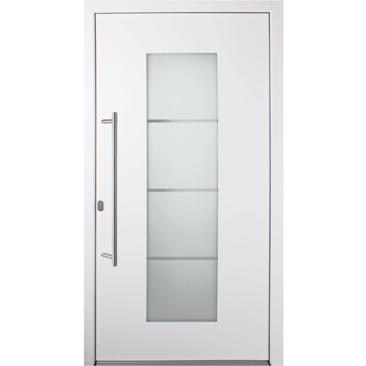 Alu-Kunststoff Haustür SORI DOOR - Eingangstür in weiß 100 x 210 cm DIN rechts inkl. Stoßgriff-Set