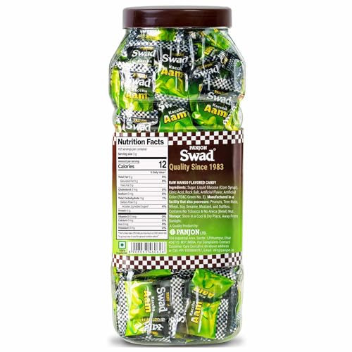 Image of Swad Digestive Chocolate Candy, Kaccha Aam (Pulse Toffee) 200 Tab Jar,
