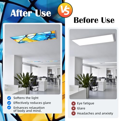 Image of ANGSYLTH 8 Pcs Fluorescent Light Covers - 4 x 2 Feet Covers for Ceiling Lights, 8 x 10 Magnetic Light Filters for Classroom, Office, Hospitals (Colorful Art)
