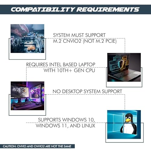 Image of WiFi 6 Adapter for Intel AX203 | Dual Band Up to 1.2 Gbps | CNVio2 M.2 | Bluetooth 5.2 Support | Requires Intel 10th Gen and Above CPUs, Windows 10 & 11, Linux | AX203NGW