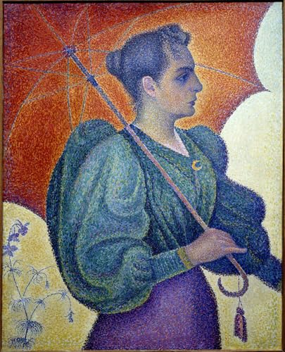 Peinture de Paul Signac la femme a le parapluie affiche artistique grand format