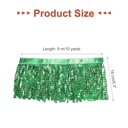 Galon à franges à paillettes vert foncé uxcell en polyester de qualité