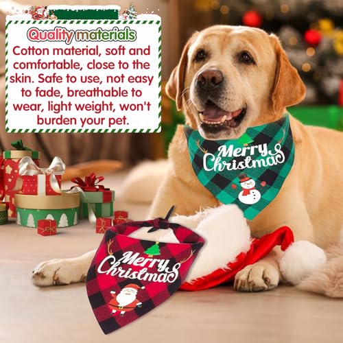 Weihnachten Hundehalstuch, 2 Stück Plaid Bandana, Dreieck Halstuch für Hunde und Katzen, Süße Haustier Accessoires