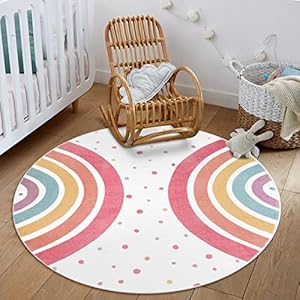 Staruia Regenbogen Punkte Kinderteppich 122cm