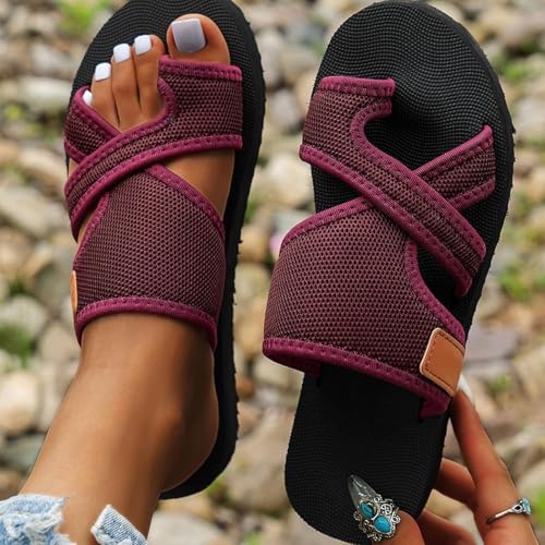 Yytcsjz Women's Comfortable Breathable Mesh Flip Flops, Women's Orthopedic Arch Support Sandals, for Summer Outdoor Hiking Walking Beach2