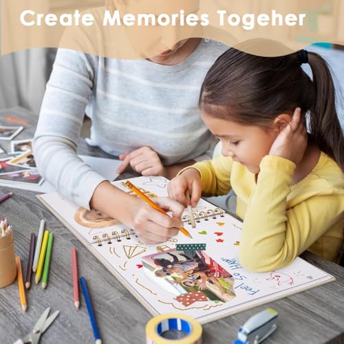 Image of HASTHIP DIY Photo Album Scrapbook, 10 Inch Scrap Books for Memories, Spiral-Bound Hardcover Art & Craft Album for Photos Collection Family Keepsakes, Wedding, Travel and Baby Memory