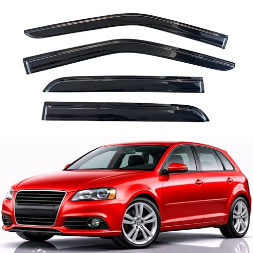 Image of KPY Rain Guards Fit for 2003-2013 Audi A3 Hatchback, Out-Channel Window Visors Vent Wind Deflectors 4PC, Car Accessories for 03-13 Audi A3 (Hatchback Only)