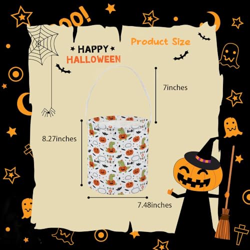 Image of Halloween Bucket for Trick or Treat Kids Halloween Pumpkin Bucket Halloween Candy Snack Baskets Pumpkin Halloween Party Decoration (Halloween Dinosaur)