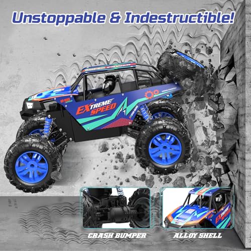 DEERC Große ferngesteuerte Autos 1:8 Off-Road-Monstertruck mit Realistischem Klang, 2,4 GHz 4WD Rock Crawler Spielzeug für jedes Gelände, 2 Batterien für 80 Minuten Spielen