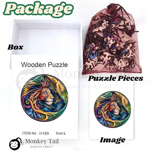 Image of MONKEYTAIL Whimsy Wooden Jigsaw Puzzle for Adults - Laser-Cut Pieces, 3D Puzzle Box as Birthday Gift for Boys & Girls - Brain Teaser, Home Decor & Family Game (VIBL, Size: Medium)