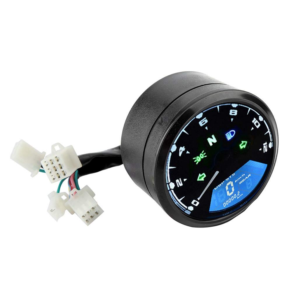 KIMISS Universal-Motorrad-LCD-Anzeige, Digitalanzeige, Tachometer, Kraftstoff-Messgerät