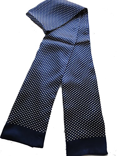 Echarpe Foulard Homme 100% Soie,double cache,bleu avec pois,doux et élégant Cover