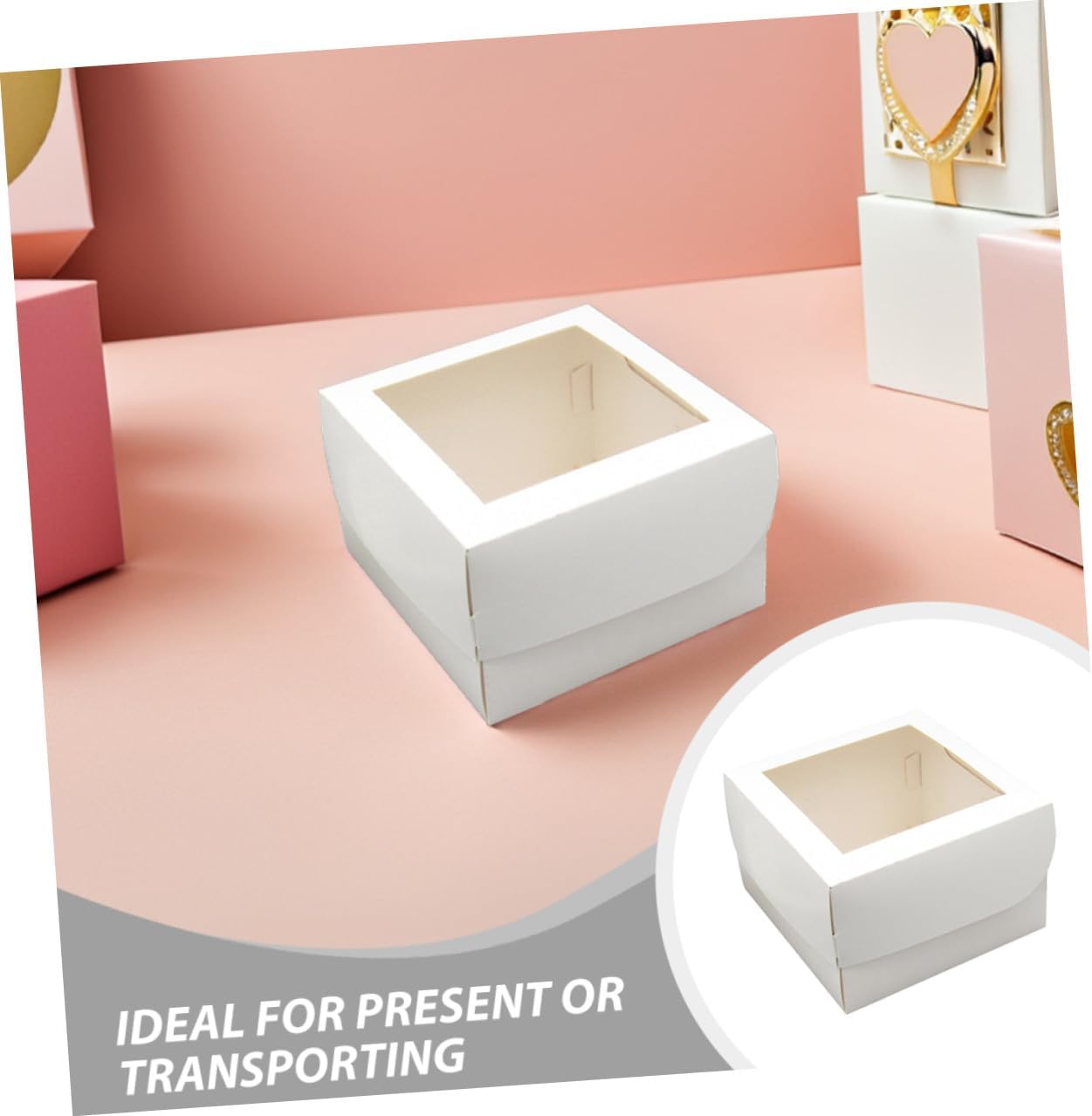 25pcs 4-inch Small Cake Boxes with Window, Food-grade 350g White Cardboard Pastry Packaging Boxes with Paper Trays, Bakery Display and Takeout Containers for Cupcakes, Mousses,